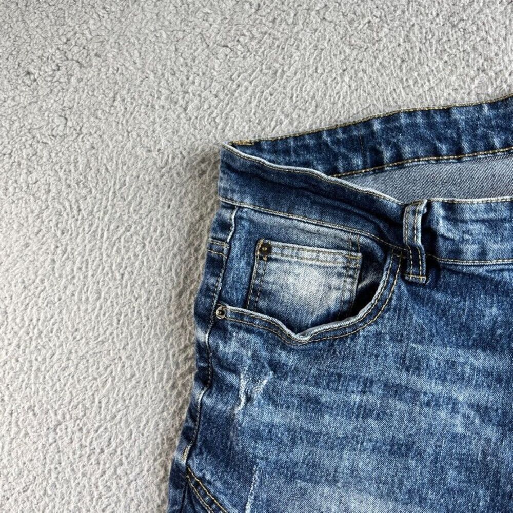 Southpole Shorts Mens 34 Blue Bermuda Denim Jean‎ Slim Ripped Stretch Bike [35] - Picture 7 of 13